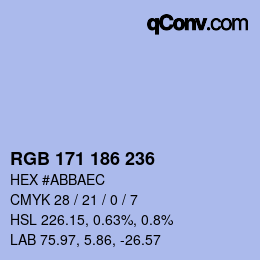 Color code: RGB 171 186 236 | qconv.com