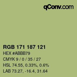 颜色代码: RGB 171 187 121 | qconv.com