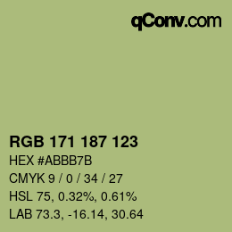 Color code: RGB 171 187 123 | qconv.com