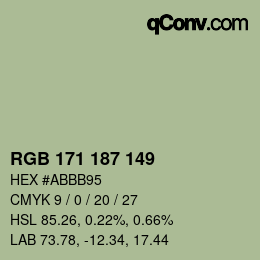 Color code: RGB 171 187 149 | qconv.com