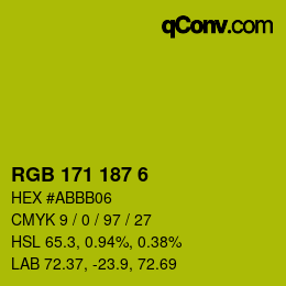 Color code: RGB 171 187 6 | qconv.com