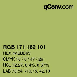 Color code: RGB 171 189 101 | qconv.com