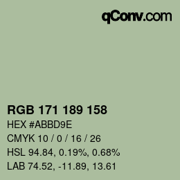 カラーコード: RGB 171 189 158 | qconv.com