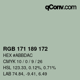 Color code: RGB 171 189 172 | qconv.com