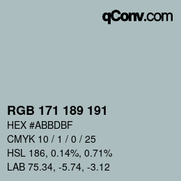 Color code: RGB 171 189 191 | qconv.com