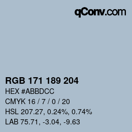 Color code: RGB 171 189 204 | qconv.com