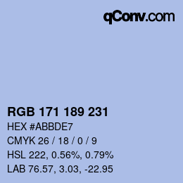 カラーコード: RGB 171 189 231 | qconv.com