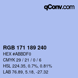 カラーコード: RGB 171 189 240 | qconv.com