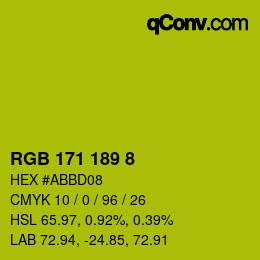Color code: RGB 171 189 8 | qconv.com