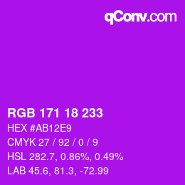 Color code: RGB 171 18 233 | qconv.com
