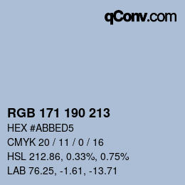 Farbcode: RGB 171 190 213 | qconv.com