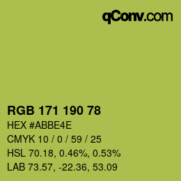 Color code: RGB 171 190 78 | qconv.com