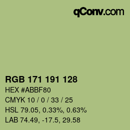 カラーコード: RGB 171 191 128 | qconv.com