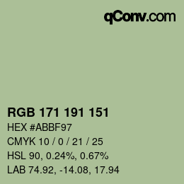 Color code: RGB 171 191 151 | qconv.com