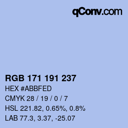 Color code: RGB 171 191 237 | qconv.com
