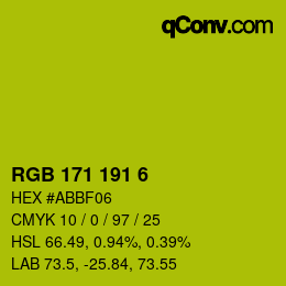 Color code: RGB 171 191 6 | qconv.com
