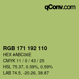 Color code: RGB 171 192 110 | qconv.com