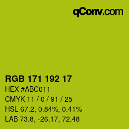 颜色代码: RGB 171 192 17 | qconv.com