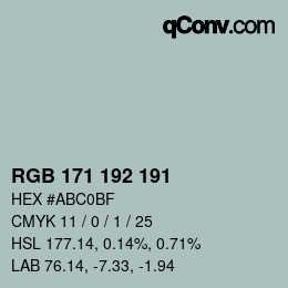 Color code: RGB 171 192 191 | qconv.com