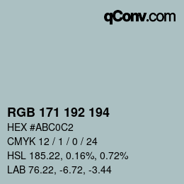 颜色代码: RGB 171 192 194 | qconv.com