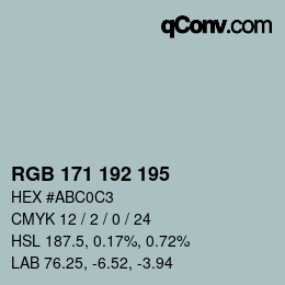 Color code: RGB 171 192 195 | qconv.com