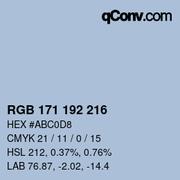 カラーコード: RGB 171 192 216 | qconv.com