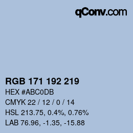 カラーコード: RGB 171 192 219 | qconv.com