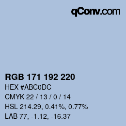 カラーコード: RGB 171 192 220 | qconv.com