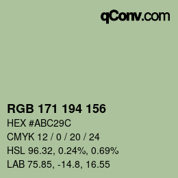 カラーコード: RGB 171 194 156 | qconv.com