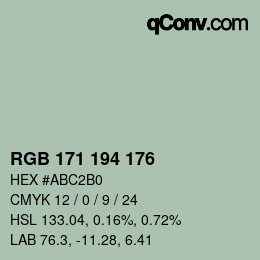 カラーコード: RGB 171 194 176 | qconv.com