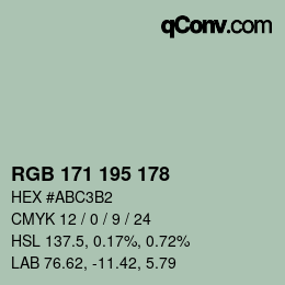 Color code: RGB 171 195 178 | qconv.com