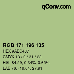 Color code: RGB 171 196 135 | qconv.com