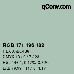 颜色代码: RGB 171 196 182 | qconv.com