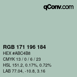 Código de color: RGB 171 196 184 | qconv.com