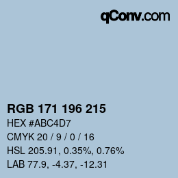 カラーコード: RGB 171 196 215 | qconv.com