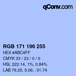 Color code: RGB 171 196 255 | qconv.com
