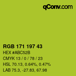 Color code: RGB 171 197 43 | qconv.com
