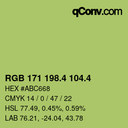 カラーコード: RGB 171 198.4 104.4 | qconv.com