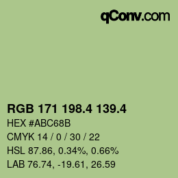 カラーコード: RGB 171 198.4 139.4 | qconv.com