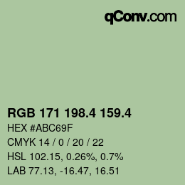 カラーコード: RGB 171 198.4 159.4 | qconv.com