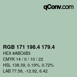 カラーコード: RGB 171 198.4 179.4 | qconv.com