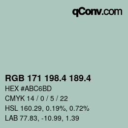 カラーコード: RGB 171 198.4 189.4 | qconv.com