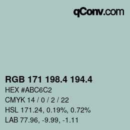 カラーコード: RGB 171 198.4 194.4 | qconv.com