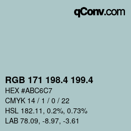 カラーコード: RGB 171 198.4 199.4 | qconv.com