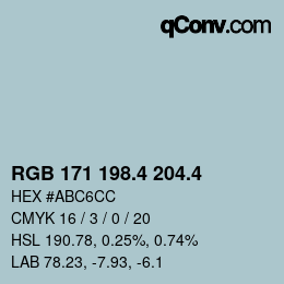 カラーコード: RGB 171 198.4 204.4 | qconv.com