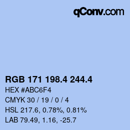 カラーコード: RGB 171 198.4 244.4 | qconv.com
