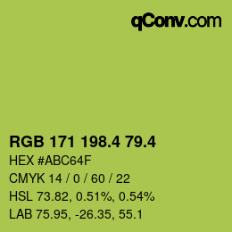 カラーコード: RGB 171 198.4 79.4 | qconv.com