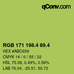 カラーコード: RGB 171 198.4 89.4 | qconv.com