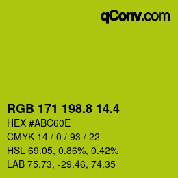 カラーコード: RGB 171 198.8 14.4 | qconv.com