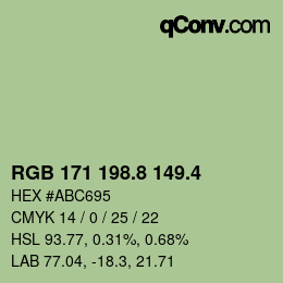 カラーコード: RGB 171 198.8 149.4 | qconv.com